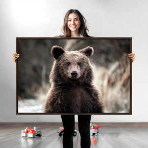 Brown Bear Wall Art Canvas Print – Framed Majestic Woodland