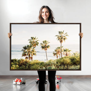 California Coast Palm Trees Wall Art Canvas Print – Framed