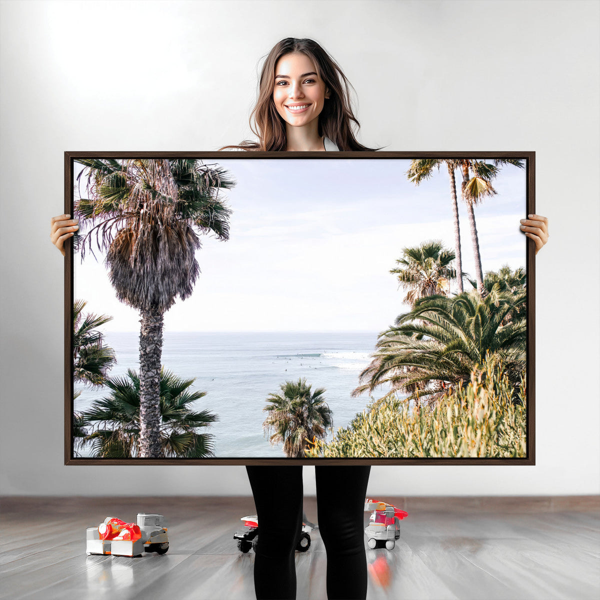 Coastal Palm Trees Wall Art Canvas Print – Framed Ocean