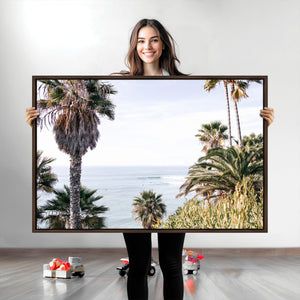 Coastal Palm Trees Wall Art Canvas Print – Framed Ocean