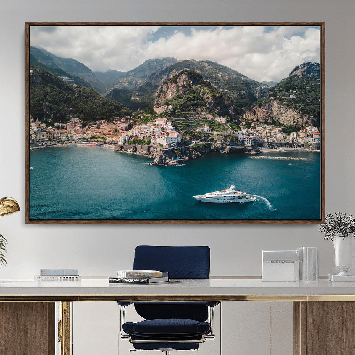 Amalfi Coast Wall Art – Framed Italian Seaside Canvas