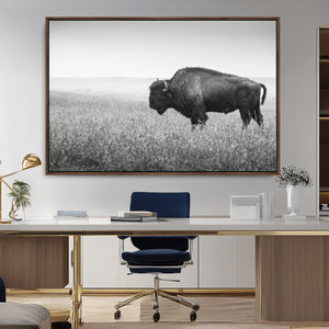 Bison Wall Art Canvas Print – Framed Rustic Wildlife Scene