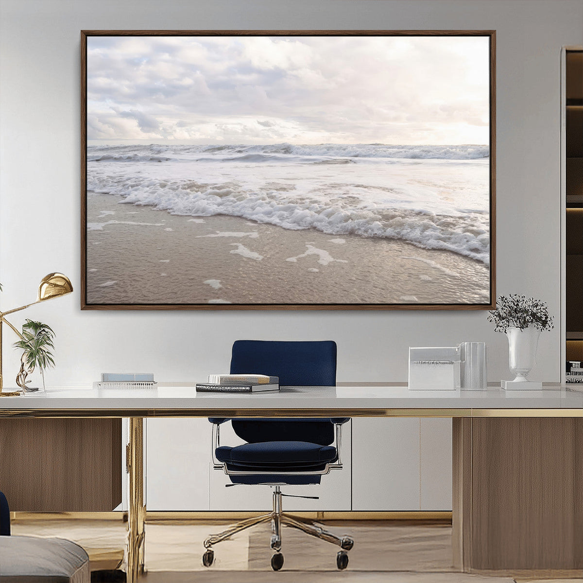 Ocean Waves Wall Art Canvas Print – Framed Coastal Shoreline
