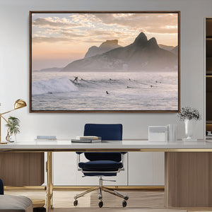 Sunset Surfing Wall Art Canvas Print – Framed Misty