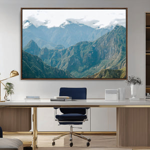 Misty Mountain Wall Art Canvas Print – Framed Cloudy Andean