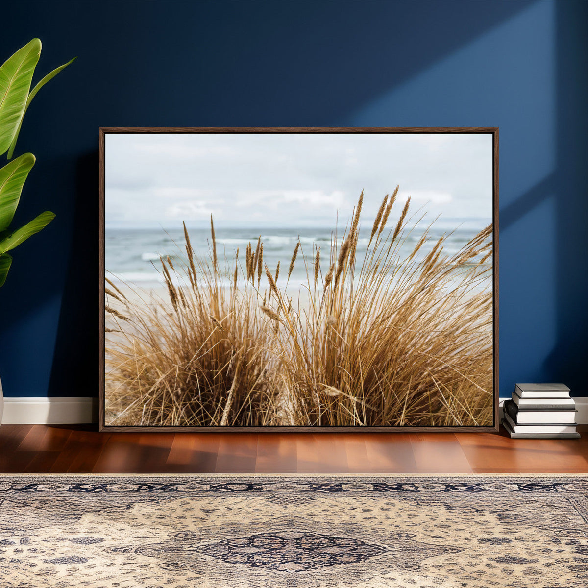Beach Grass Wall Art Canvas Print – Framed Coastal Dunes Art