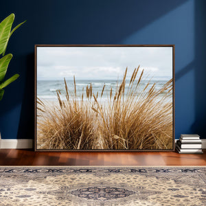Beach Grass Wall Art Canvas Print – Framed Coastal Dunes Art