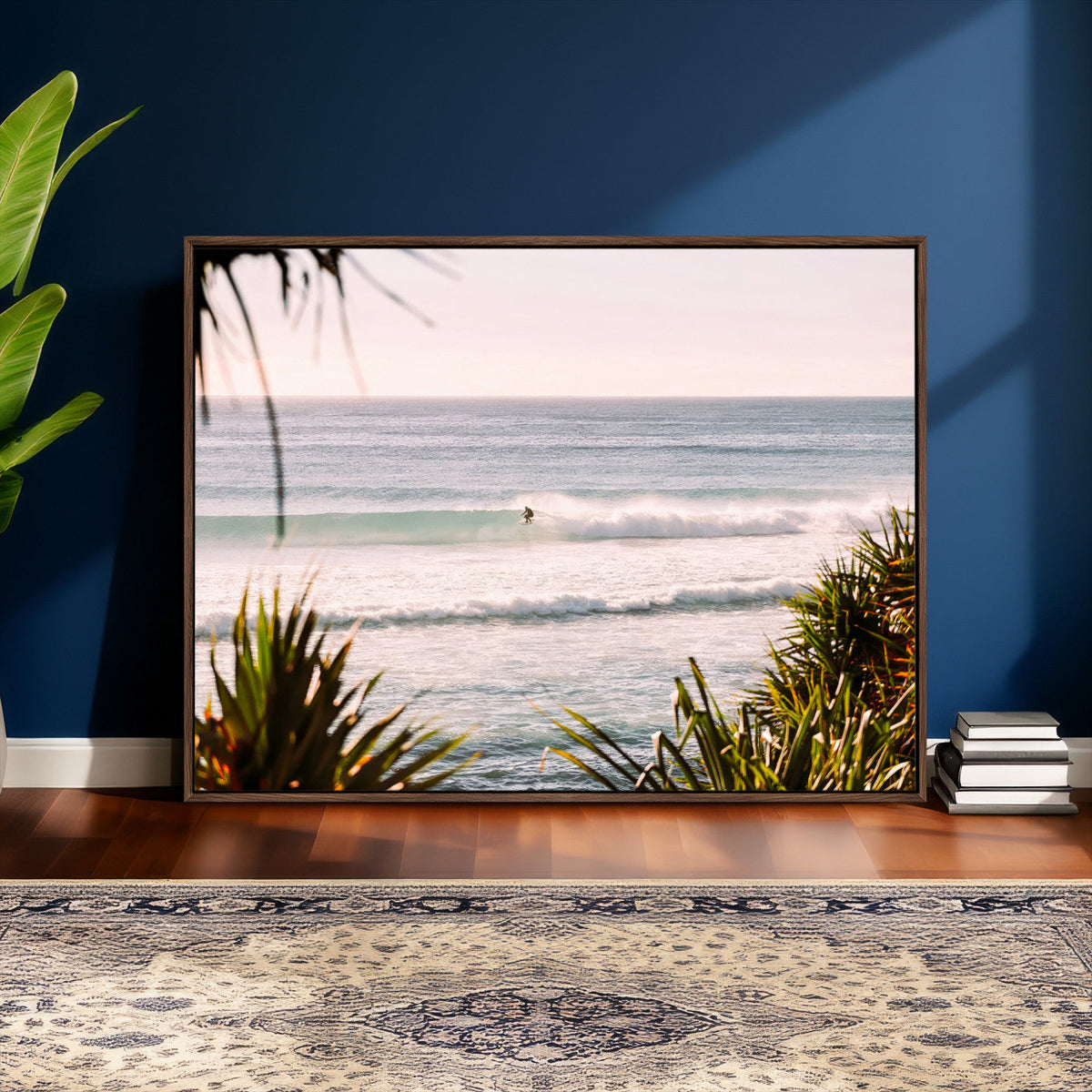 Ocean Surfer Wall Art Canvas Print – Framed Coastal Surf Art