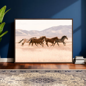 Wild Horse Wall Art Canvas Print – Framed Rustic Western Art