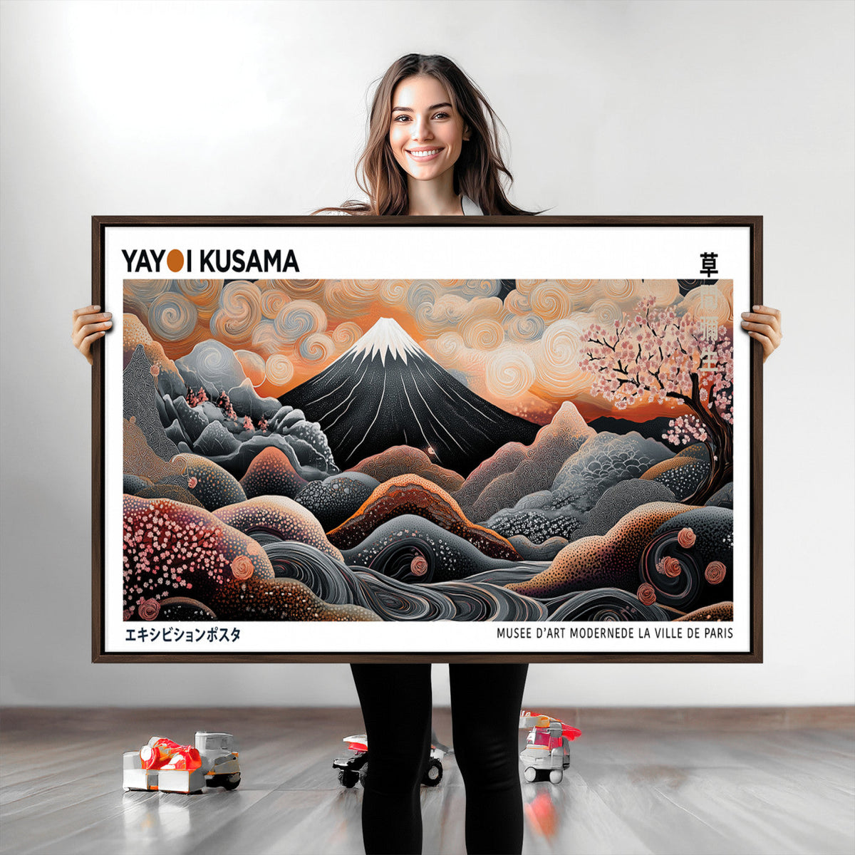 Yayoi Kusama Wall Art Canvas Print – Framed Japanese Dot Art