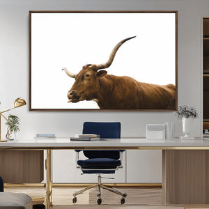 Longhorn Cow Wall Art Canvas Print – Framed Rustic Animal