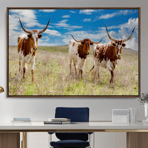 Texas Longhorn Wall Art Canvas Print – Framed Western Decor