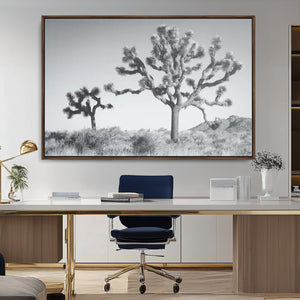 Joshua Tree Wall Art Canvas Print – Black and White Desert