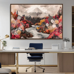 Mountain Wall Art Canvas Print – Framed Autumn Forest