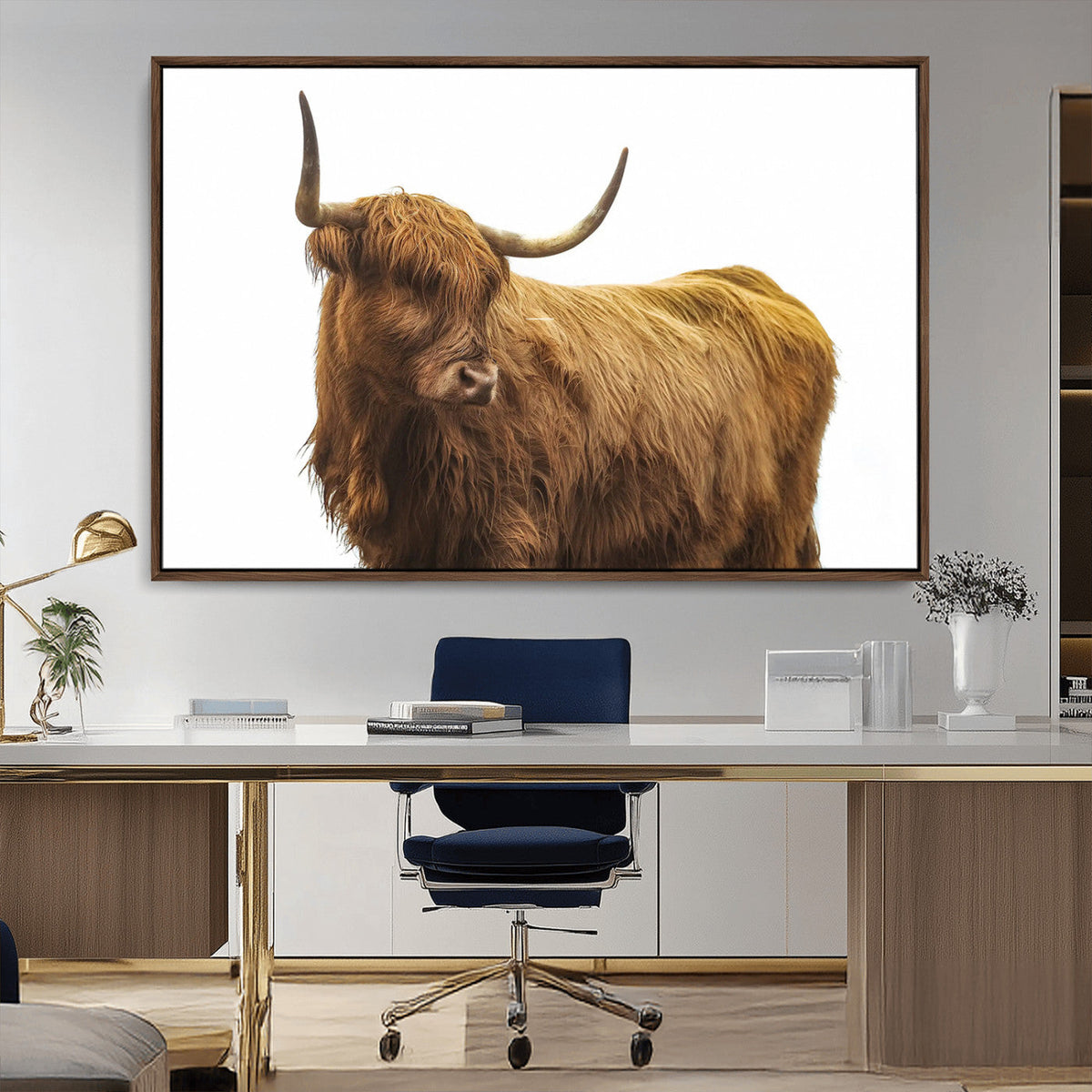 Highland Cow Wall Art Canvas Print – Framed Farmhouse Rustic
