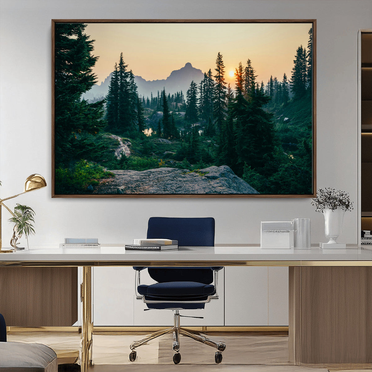 Mountain Landscape Wall Art Canvas Print – Framed Forest