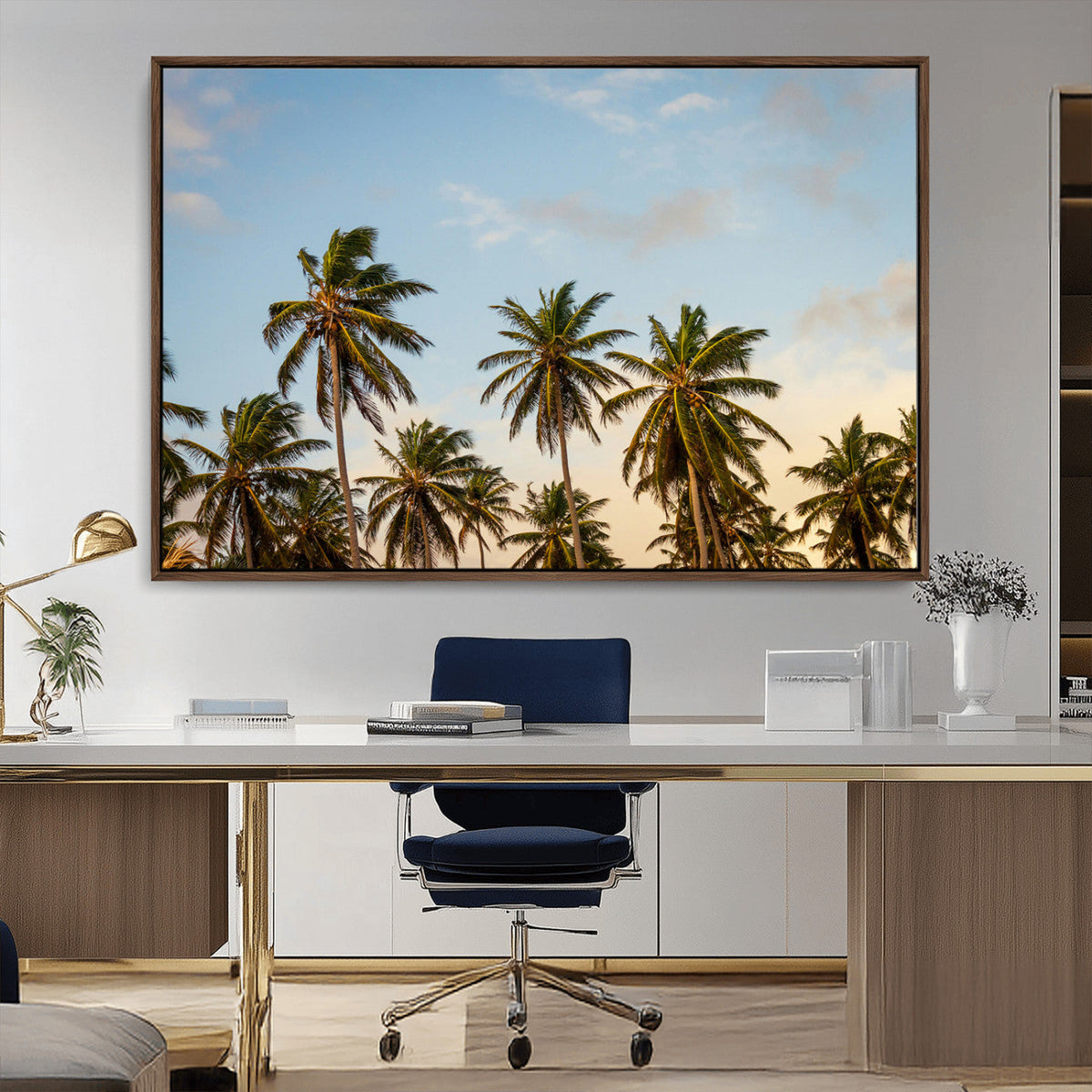 Palm Trees Wall Art Canvas Print – Framed Tropical Vibes Art