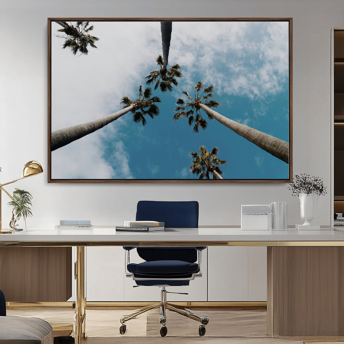 Tropical Palm Trees Wall Art Canvas Print Framed California