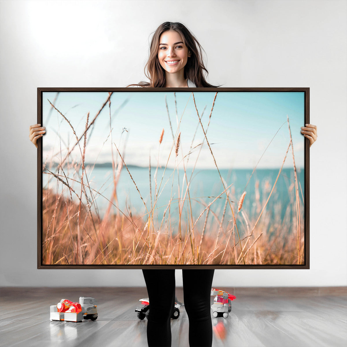 Coastal Grass Landscape Wall Art Canvas Print – Golden