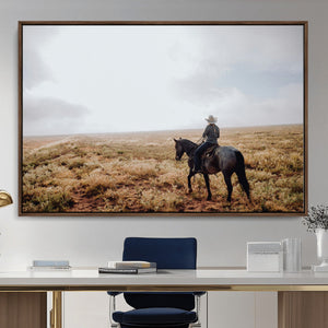 Cowboy Wall Art Canvas Print – Framed Western Ranch Scene