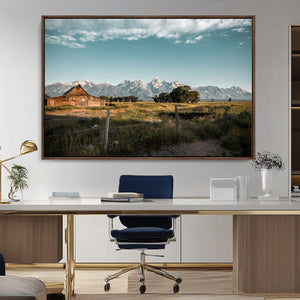 Rustic Farmhouse Wall Art Canvas Print – Framed Mountain