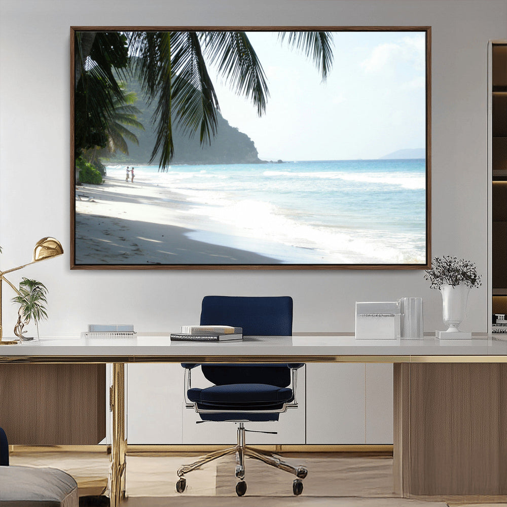 Tropical Beach Wall Art Canvas Print – Framed Serene Ocean
