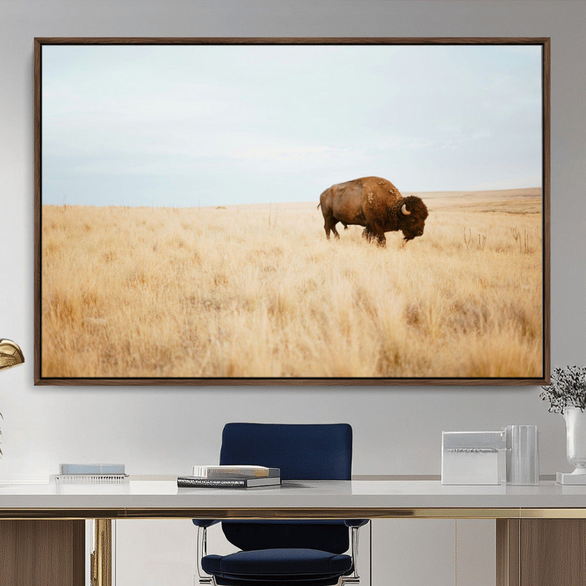 Buffalo Wall Art Canvas Print – Framed Western Wildlife