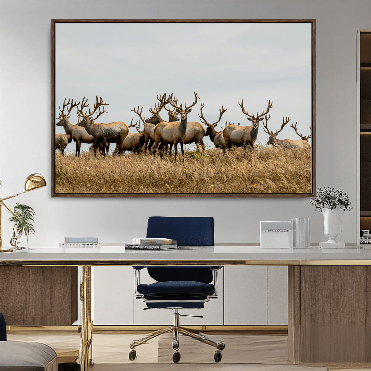 Elk Herd Wall Art Canvas Print – Framed Wildlife Photography