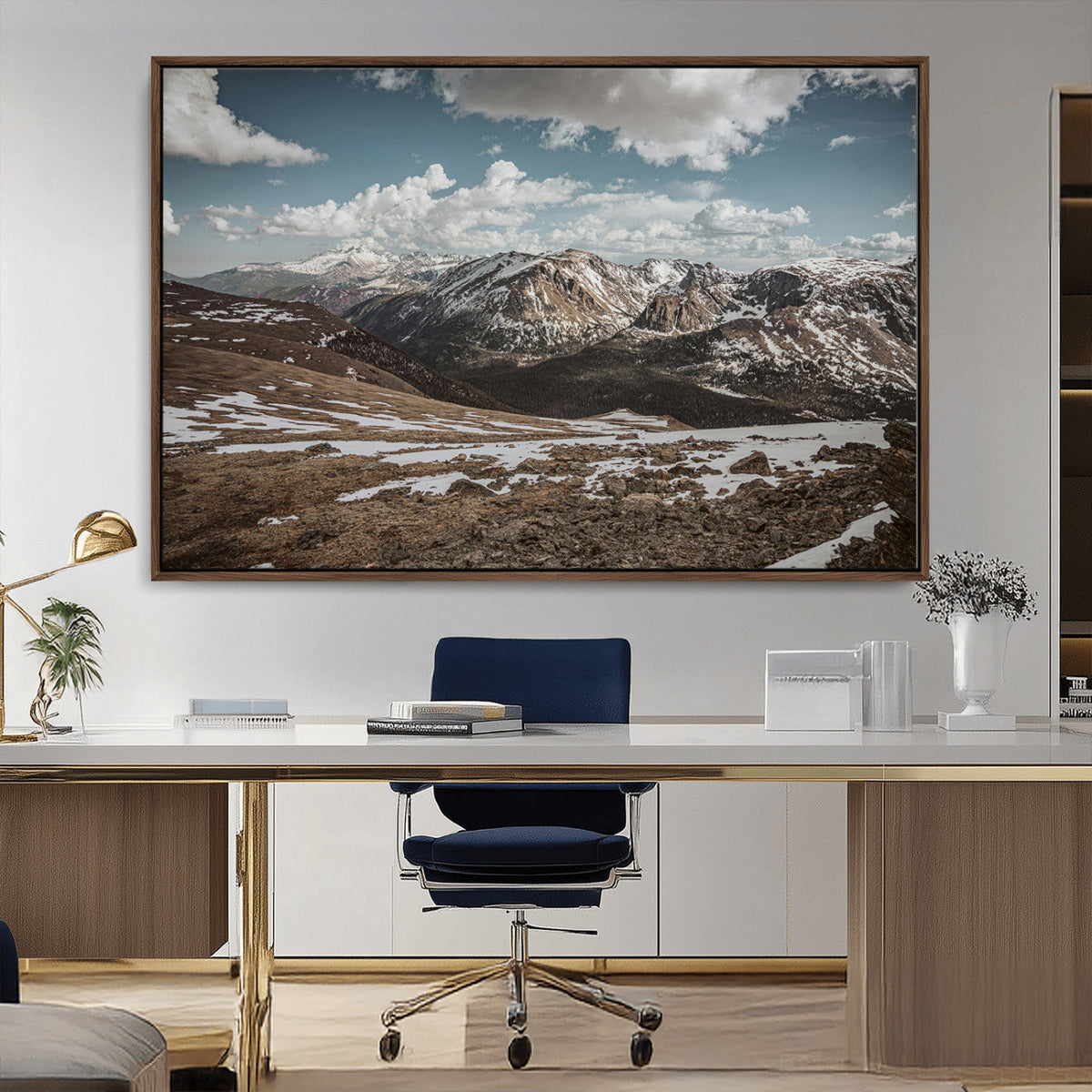 Mountain Landscape Wall Art Canvas Print – Framed Snowy