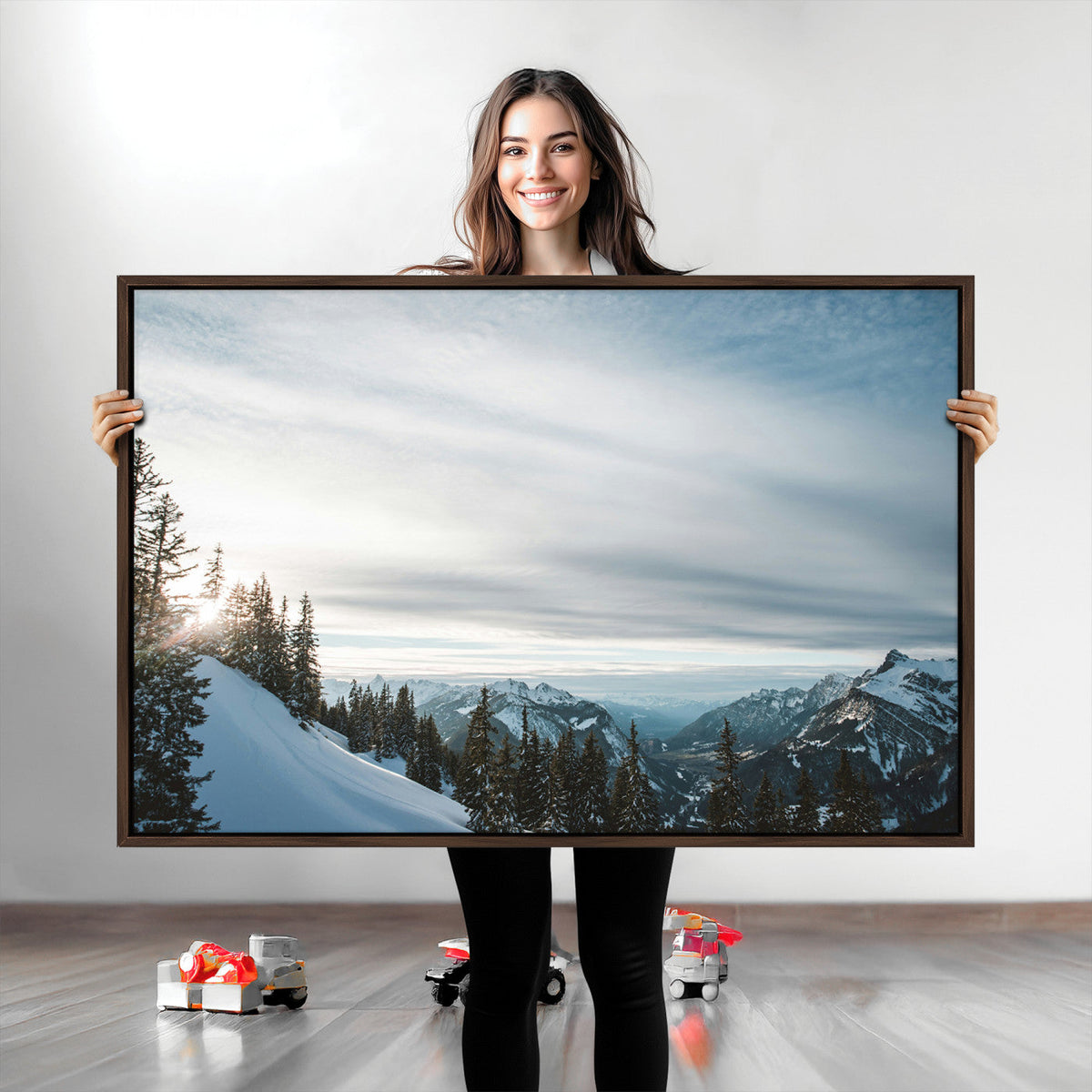 Snowy Mountain Wall Art Canvas Print – Frosty Peaks Alpine
