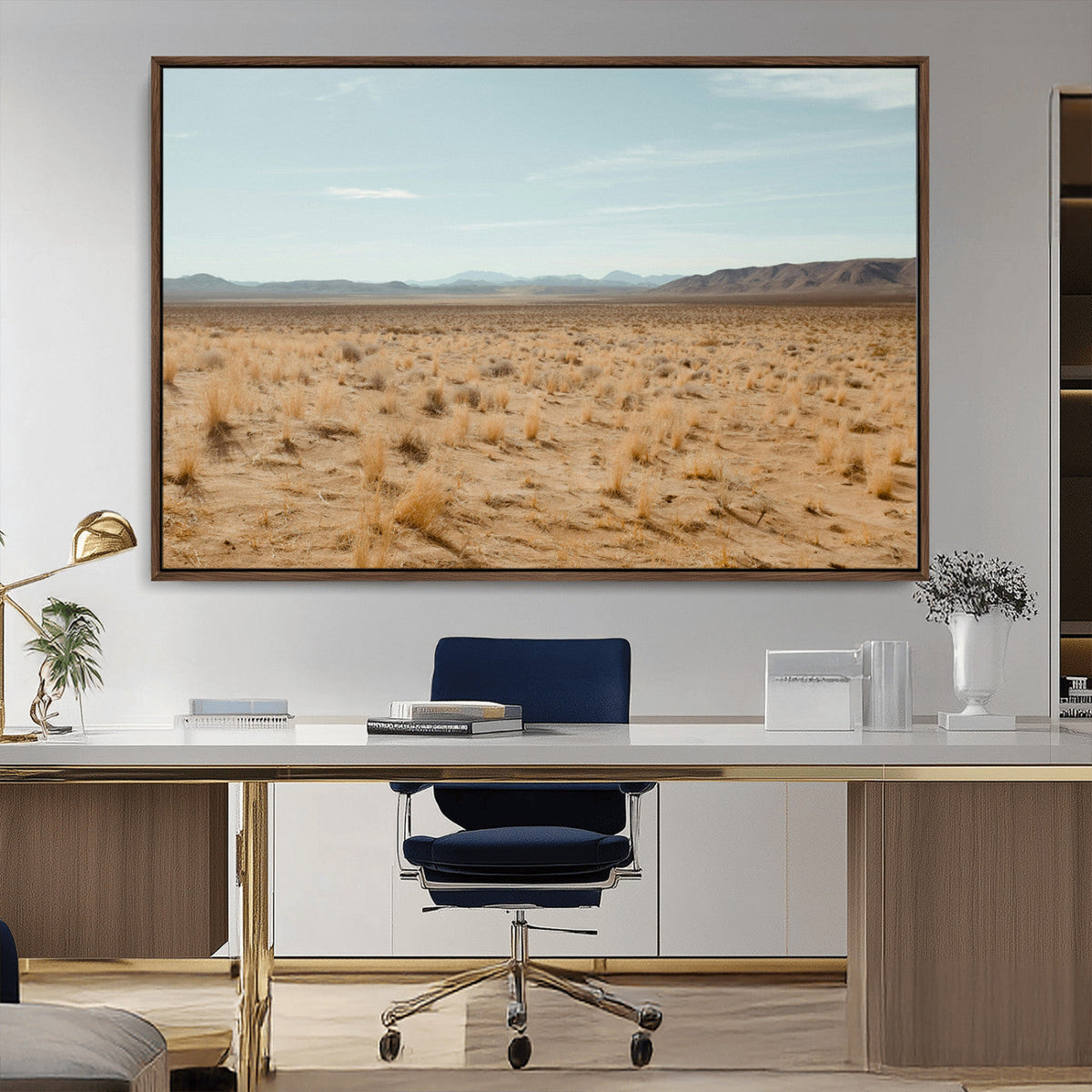 Desert Plains Wall Art Canvas Print, Golden Light Over Dry