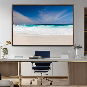 Ocean Breeze Wall Art Canvas Print, Aqua Waves and Coastal