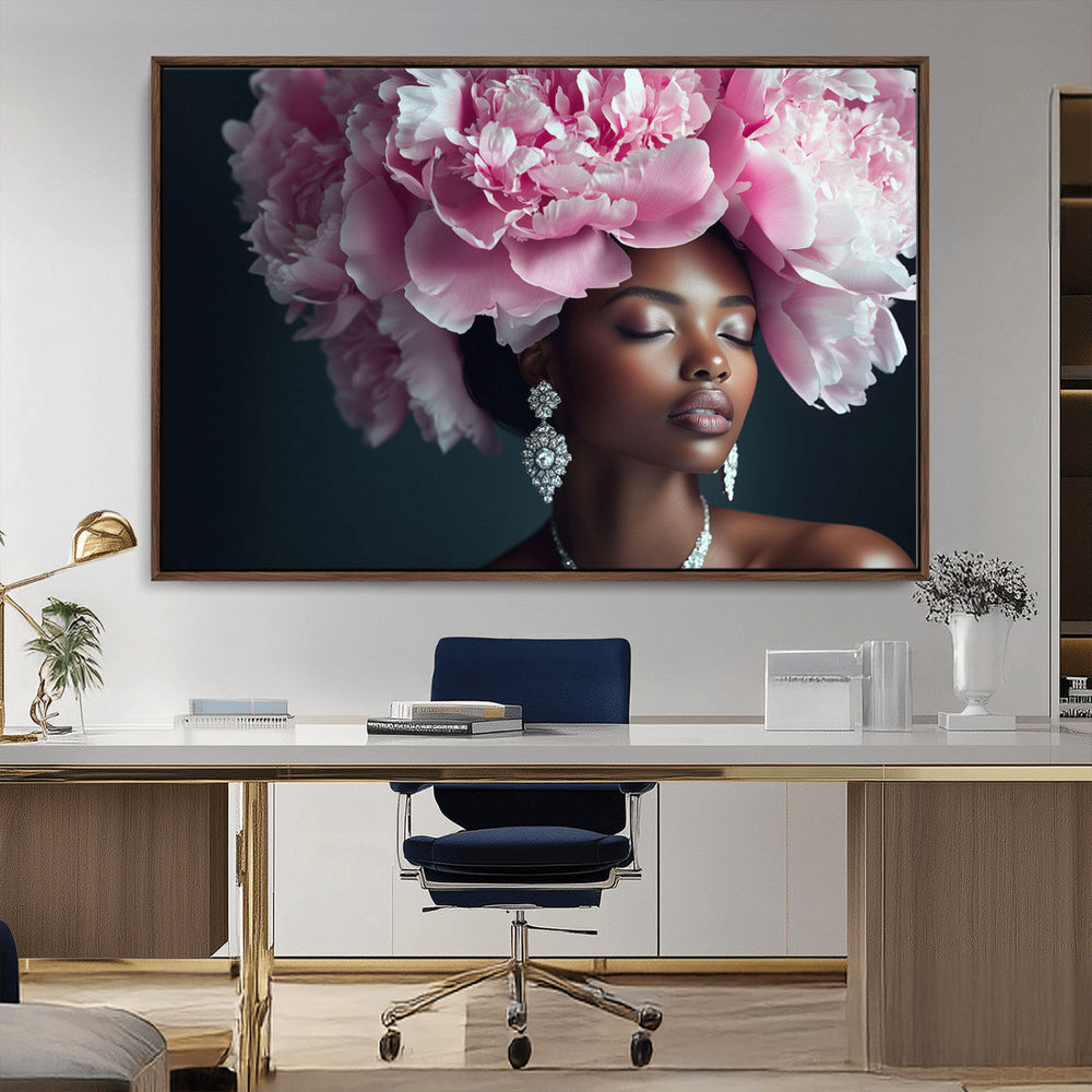 Black Beauty Petal Crown Wall Art Canvas Print – Floral