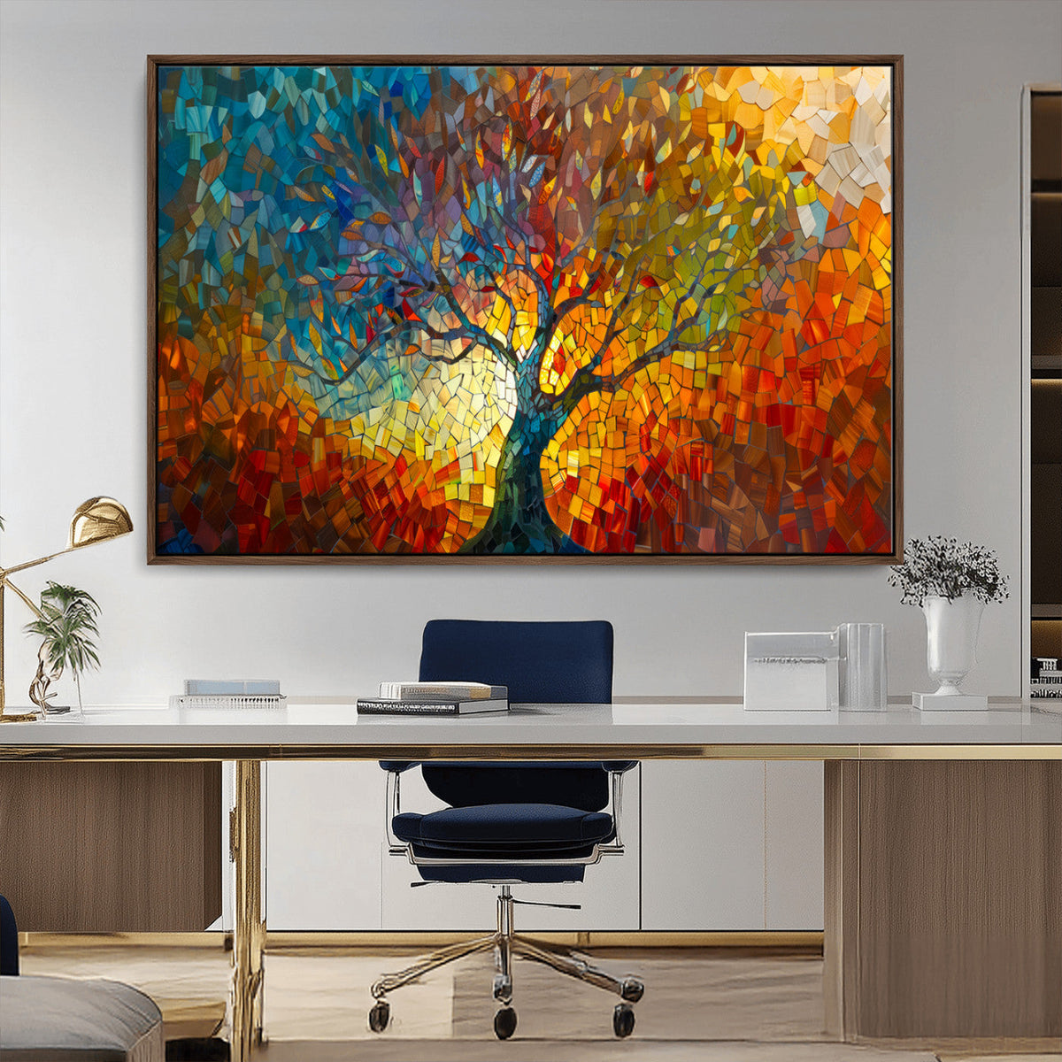 Yggdrasil Tree of Life Mosaic Stained Glass Wall Art, Tree