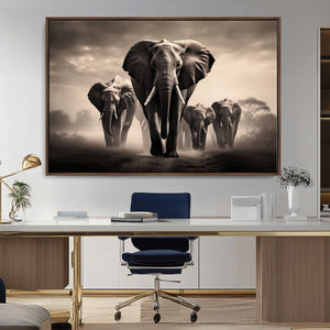 Elephant Family Wall Art Canvas Print, Framed Elephant Wall