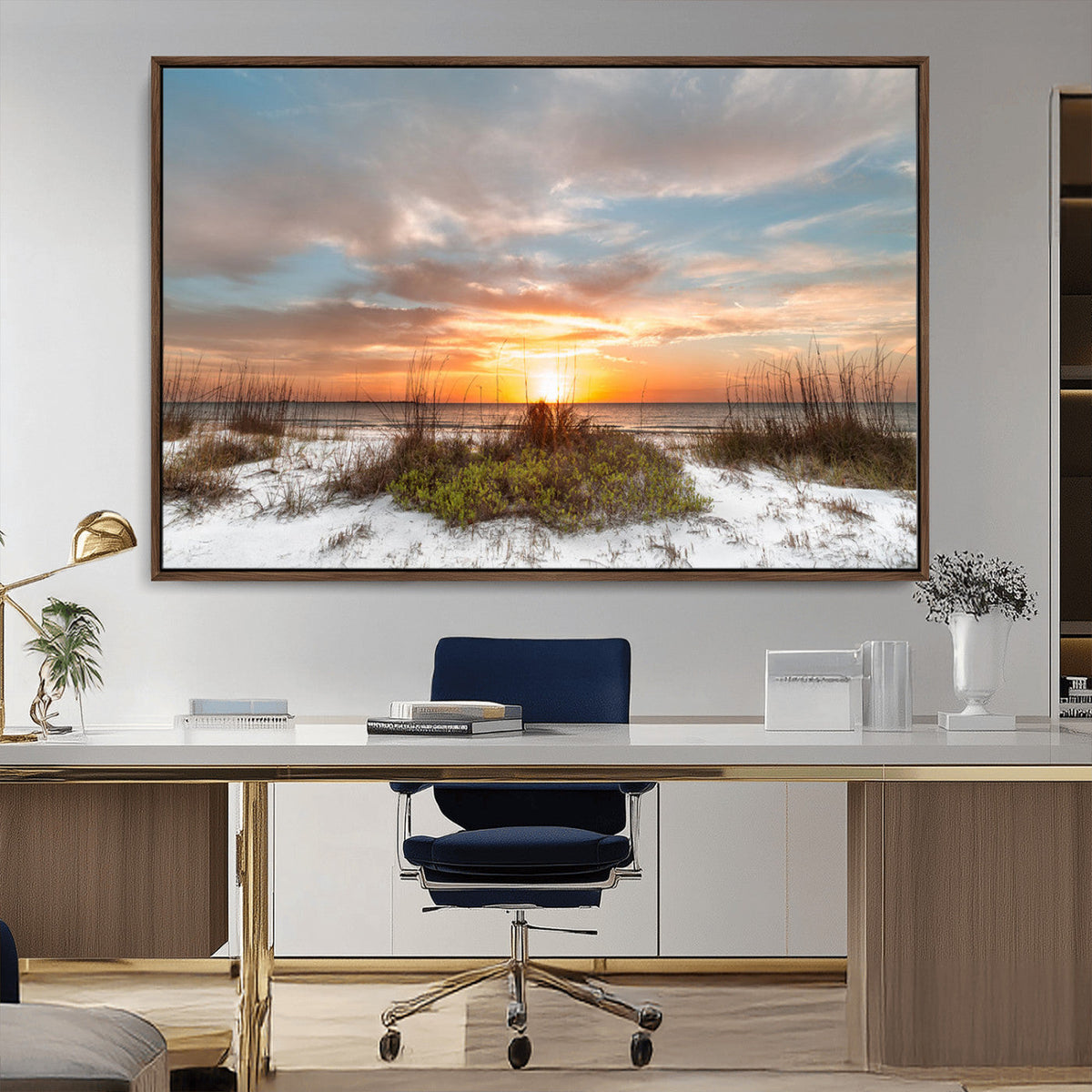 Sunset Beach Wall Art Print – Coastal Canvas Ocean Landscape