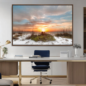 Sunset Beach Wall Art Print – Coastal Canvas Ocean Landscape