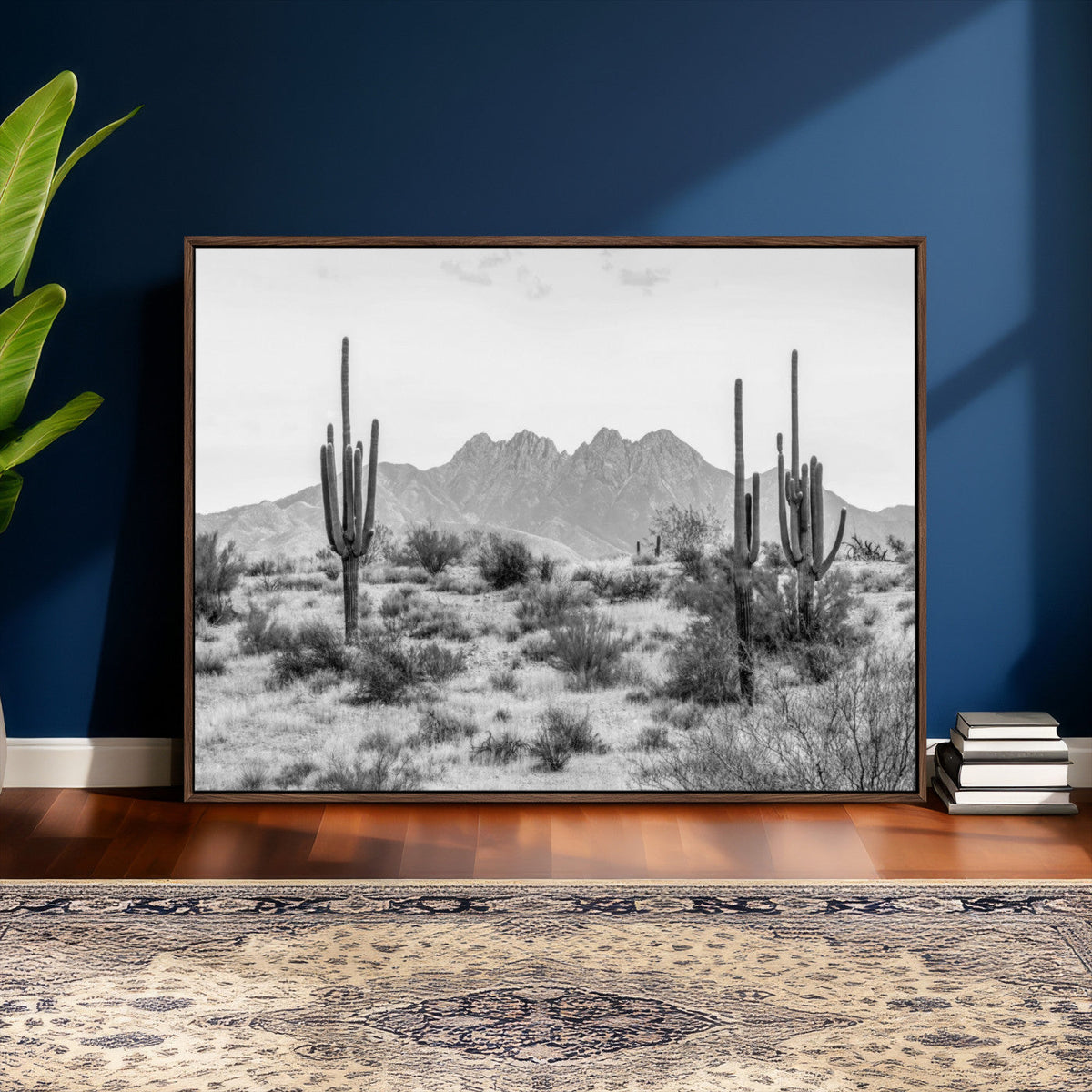 Black White Arizona Desert Canvas Wall Art Cactus Farmhouse