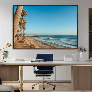 Scenic Beach Wall Art Canvas Print – Tall Palm Trees, Sandy