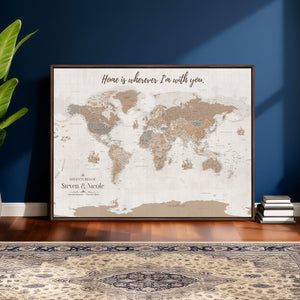 Personalized World Map Wall Art Canvas Print – Customizable