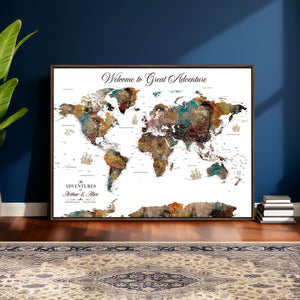 Customizable Framed World Map Canvas Print – Personalized