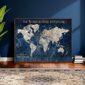 Custom Push Pin Travel Map Wall Art Canvas Print –
