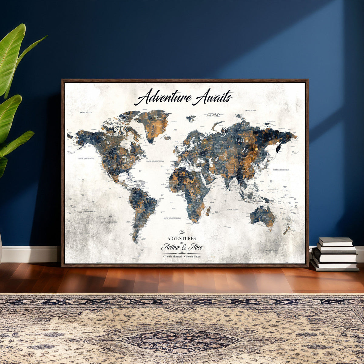 Custom Push Pin World Map Wall Art Canvas Print –