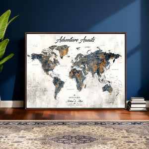 Custom Push Pin World Map Wall Art Canvas Print –