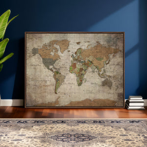World Map Canvas Print – Framed Travel Map Wall Art for