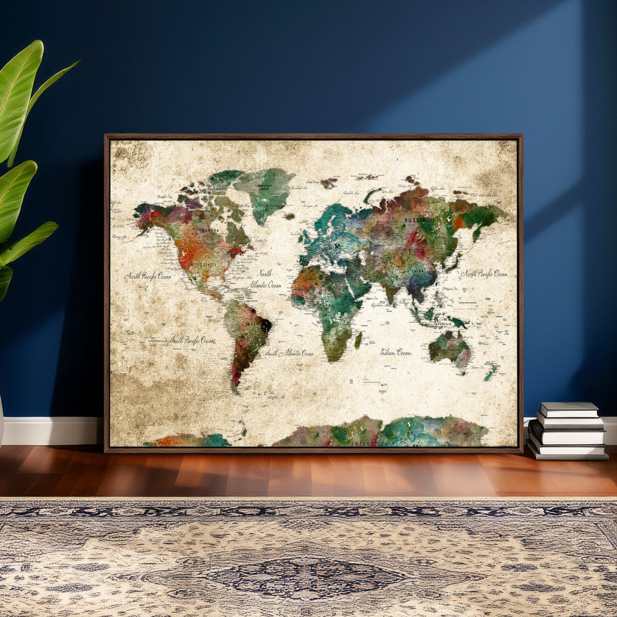 World Map Canvas Print – Framed Detailed Map of the World