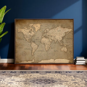 World Map Canvas Print – Framed Travel Map Wall Art for