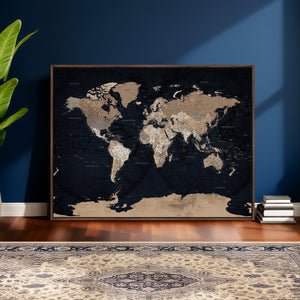 Grunge Wall Art World Map Canvas Print