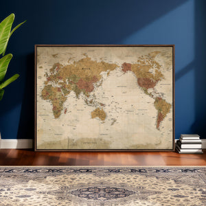 Vintage Detailed World Map Wall Art Canvas Print – Antique