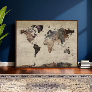 World Map Canvas Print – Detailed Map of the World Adventure
